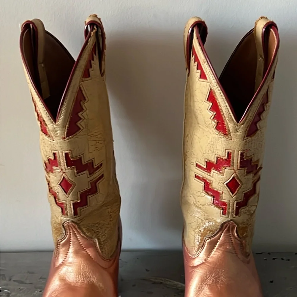 Vintage Cowboy Boots- Aztec Navajo Southwest - Picture 7 of 17